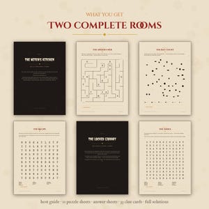 Printable Halloween 2026 Escape Room for Kids and Adults, 2 Games in 1, Family Party Game with 11 Puzzles, A4 + US Letter image 2