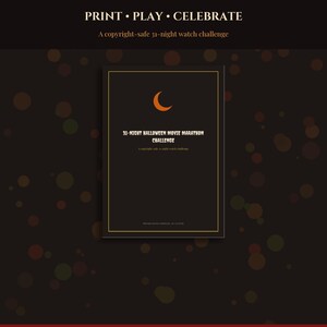 Halloween 2026-2027 Movie Marathon Printable, 31 Night Challenge Calendar, Film Rating Journal Trope Bingo Snack Cards, Instant Download imagen 5