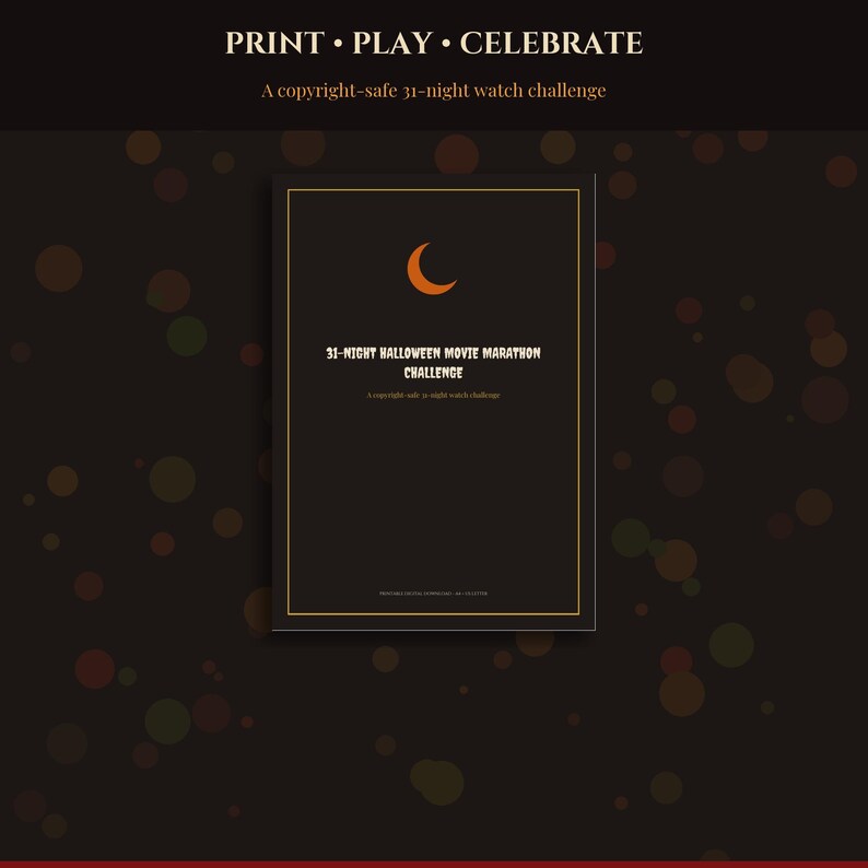 Halloween 2026-2027 Movie Marathon Printable, 31 Night Challenge Calendar, Film Rating Journal Trope Bingo Snack Cards, Instant Download imagen 5