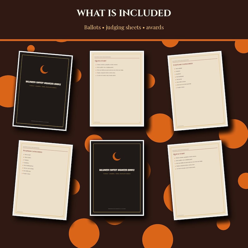 Organizador de Concurso de Halloween 2026-2027 para Imprimir, Cédulas de Votação para Fantasias e Esculturas de Abóbora, Folhas de Avaliação, Certificados de Premiação, Download Imediato imagem 3