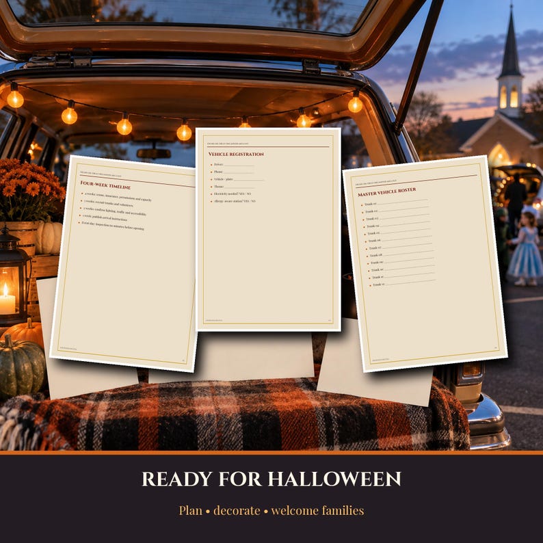 Trunk or Treat Organizer Kit Printable, Vehicle Map Safety Checklist Voting Ballots Awards Signs, School Church HOA Halloween 2026-2027 image 7
