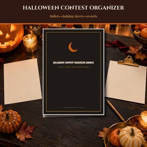 Organizador de Concurso de Halloween 2026-2027 para Imprimir, Cédulas de Votação para Fantasias e Esculturas de Abóbora, Folhas de Avaliação, Certificados de Premiação, Download Imediato imagem 1