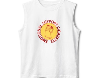 emotional support cigarette shirt, muscle tee, muscle tank top, 90s style, Y2k, wlw, gifts for hipster, trendy los angeles brands