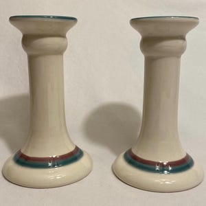 Pfaltzgraff Ceramic Juniper Pair Of Candlestick Holders 6.25” Vintage
