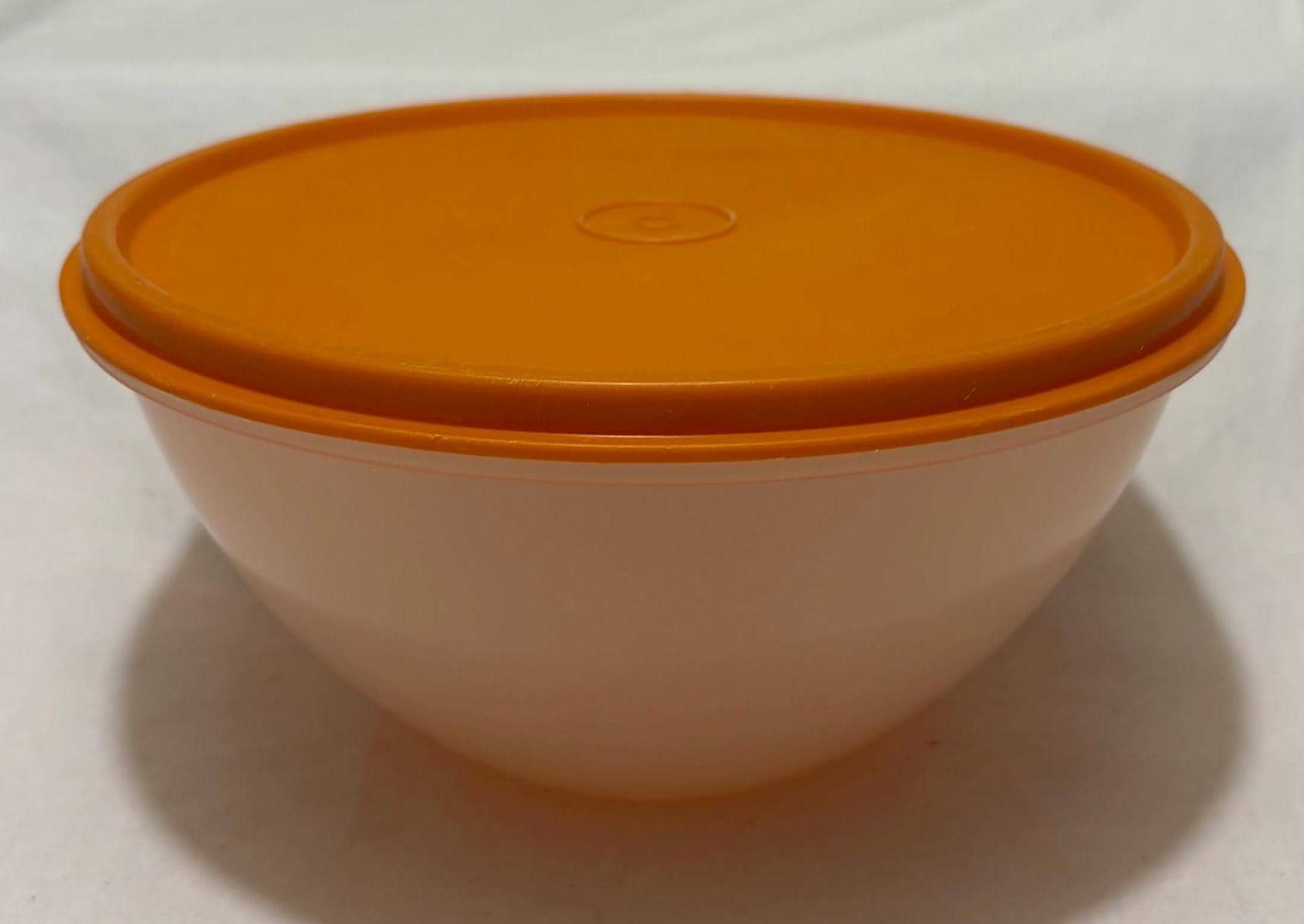Tupperware Clear Bowl #235-1 W/orange Airtight Lid 5 Cups Vintage