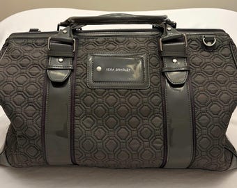 Vera Bradley Dark Gray Quilted Weekender Travel Bag Discontinued VINTAGE EUC