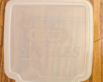 Kraft kaas enkele scharnierende plastic opslagcontainer klapdeksel VINTAGE