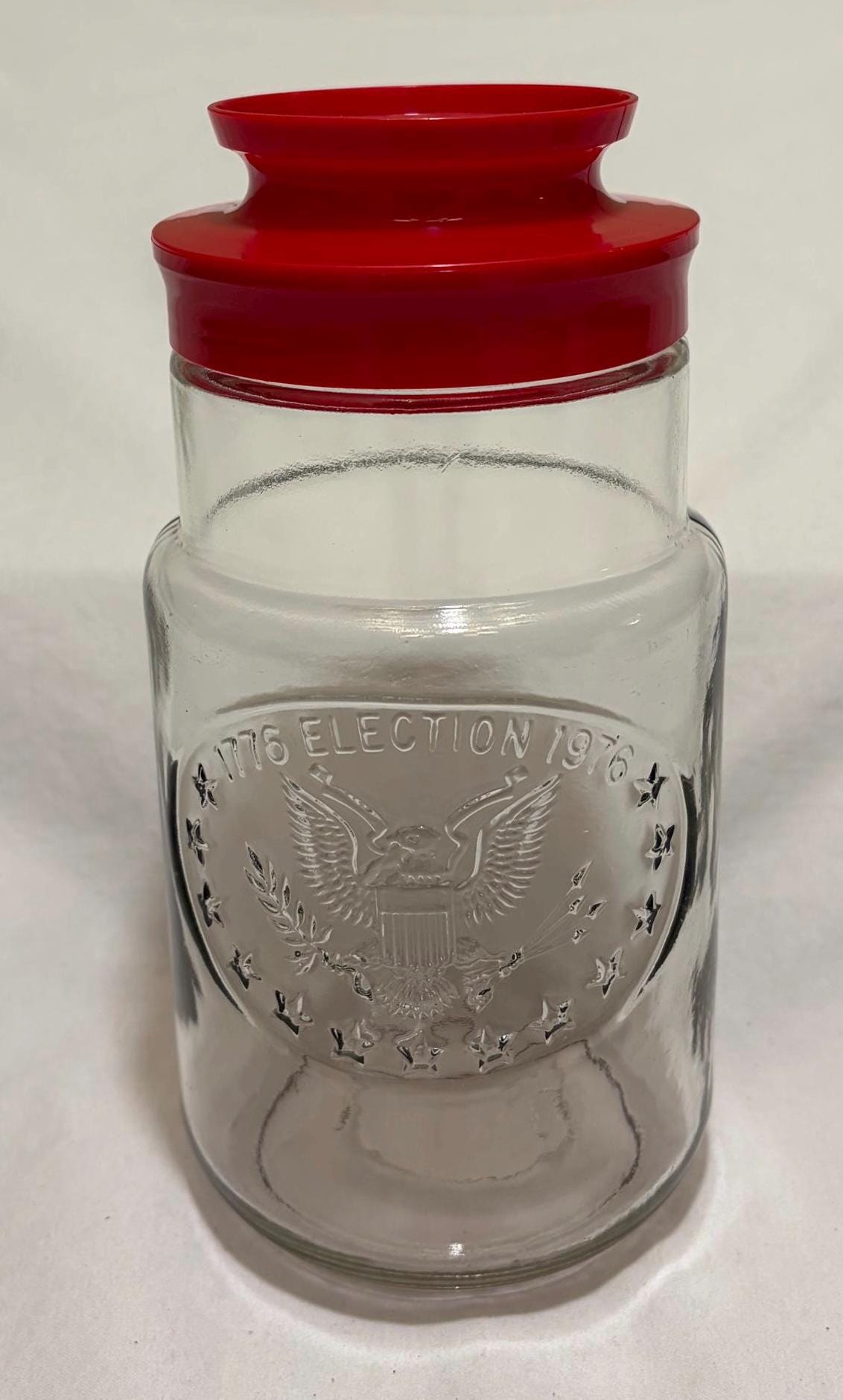 Maxwell House Coffee Glass Jar Anchor Hocking Canister Red Lid