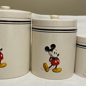 Disney Mickey Mouse 3 Piece Canister Set/Cookie Jar Mickey & Friends-VINTAGE