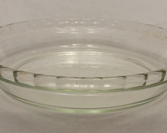 Plato/fuente para tarta de vidrio transparente PYREX de 24 cm (9,5") con borde festoneado y estriado #229 VINTAGE