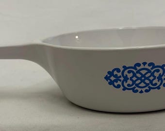 CorningWare Skillet W/Glass Lid P-81-B Blue Macrame 1 Pint VINTAGE Very Rare
