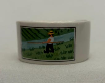 Villeroy & Boch Design Naif Napkin Ring Fishing Scene Replacement VINTAGE