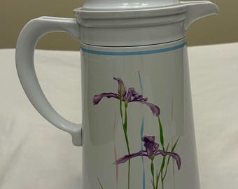 Corelle Corning Thermo Karaffe mit Deckel Shadow Iris Warm Oder Kalt Isolierglas VINTAGE
