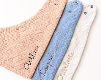 Custom Embroidered Baby Bib, Embroidered Baby Gift, Personalized Baby Bib, Custom Baby Gift, Baby Shower Gift, Muslin Baby Bib