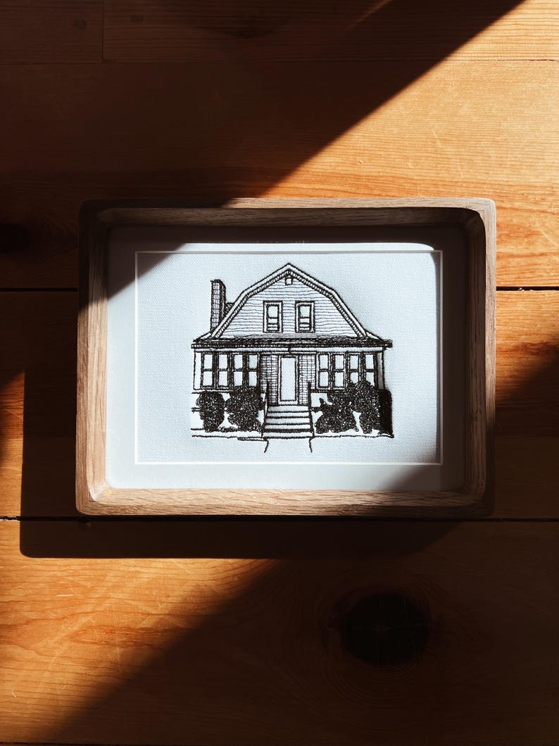 Custom Embroidered Home Portrait on Canvas | Personalized House ...
