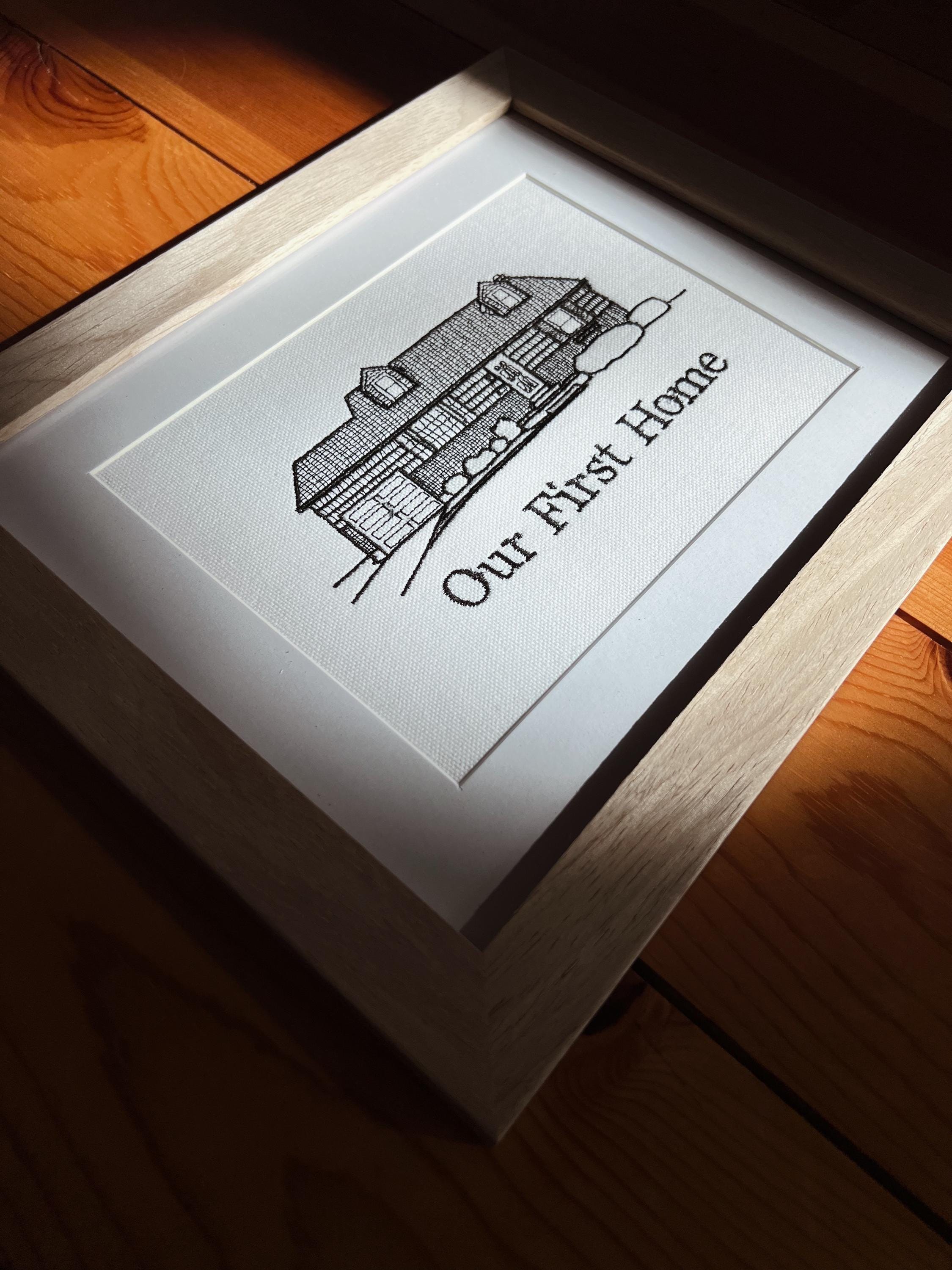 Custom Embroidered Home Portrait on Canvas | Personalized House ...