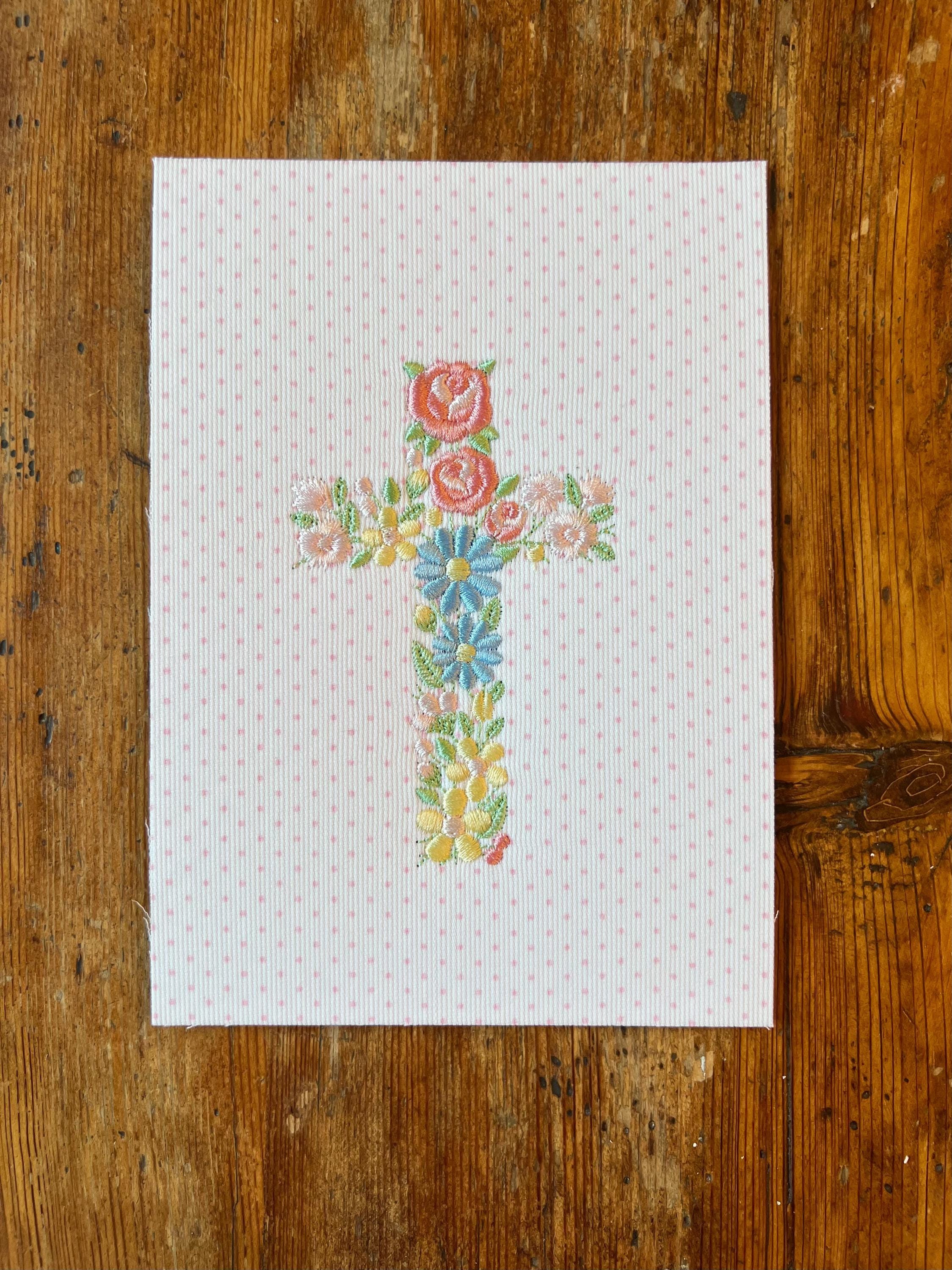 Embroidered Floral Cross – Floral Embroidered Nursery Decor - Etsy
