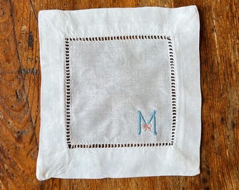 Custom Bow Letter Embroidered Cocktail Napkins | Hostess Gifts | Wedding Gifts | Housewarming Gifts