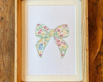 Embroidered Floral Bow – Floral Embroidered Nursery Decor