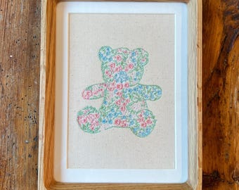 Embroidered Floral Teddy Bear – Floral Embroidered Nursery Decor
