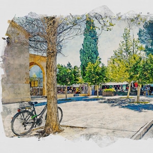 The Market In The Square Puerto Pollensa Mallorca Digital Print