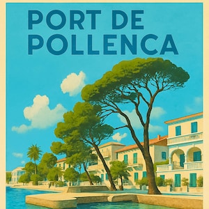 Puerto Pollensa Mallorca 2 Vintage Style Poster Digital Download
