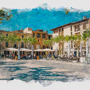 Pollensa Town Square ( Pollenca ) #2 Mallorca Digital Print