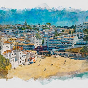 Carvoeiro Beach And Town Algarve Portugal