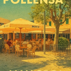 Puerto Pollensa Mallorca 5 Vintage Style Poster Digital Download