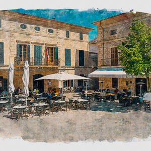 Pollensa Town Square ( Pollenca ) #3 Mallorca Digital Print