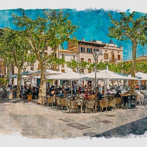 Pollensa Town Square ( Pollenca ) #5 Mallorca Digital Print