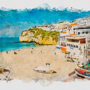 Carvoeiro Beach And Town Algarve Portugal