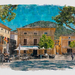 Pollensa Town Square ( Pollenca ) #1 Mallorca Digital Print