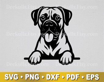 Perro Boxer SVG / Amante de las mascotas / Archivo de corte, Diseño, Clip Art / Archivos Svg, Png, Eps, Dxf, PDF / Silueta, Cricut