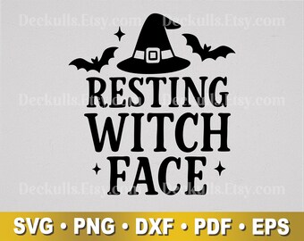 魔女の顔 | ハロウィン | 面白い言葉 | カットファイル、デザイン、クリップアート | SVG、PNG、EPS、DXF、PDFファイル | シルエット、クリカット