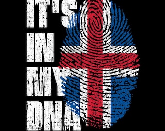 It's In My DNA Vingerafdruk IJslandse vlag IJslandse trots, png (digitale download)