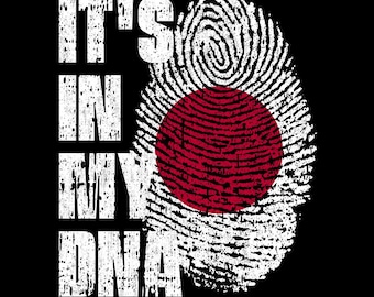それは私のDNAの中にあります。日本国旗の指紋、日本の誇り、PNG（デジタルダウンロード）