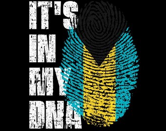 It's In My DNA Vingerafdruk Bahamaanse vlag Bahamaanse trots, png (digitale download)