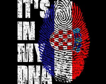 Está en mi ADN. Bandera de Croacia. Huella dactilar. Orgullo croata. PNG (Descarga digital).