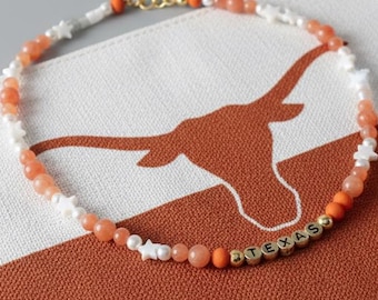 Texas longhorns bead necklace