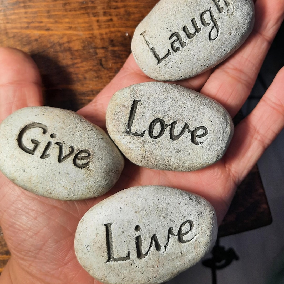Carved Word Stones – Engraved River Rocks for Aquarium, Garden, or ...