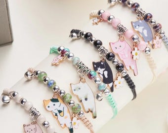 Minimalist Cat Charm Bracelet: Adjustable Wristband for Cat Lovers