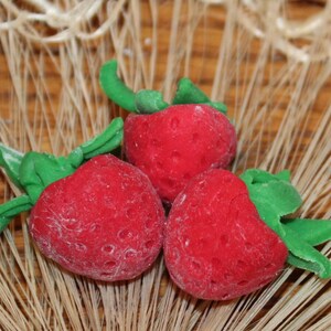 Strawberry bunch of three with leaves