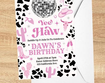 Invitation à une fête disco cow-girl TÉLÉCHARGEMENT MODIFIABLE