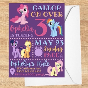 Uitnodiging voor verjaardagsfeestje My Little Pony BEWERKBARE DOWNLOAD