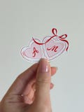 Custom Initials Heart Locket Sticker, Couples Gift, Anniversary, Hand-drawn, Ribbon, Pinterest Aesthetic, Water Resistant and Smudge Proof