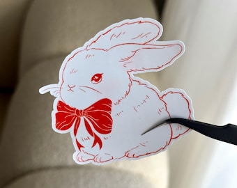 Kokette Hase Aufkleber, Handgezeichnete, Band, Pinterest Ästhetik, wasserfest und wischfest