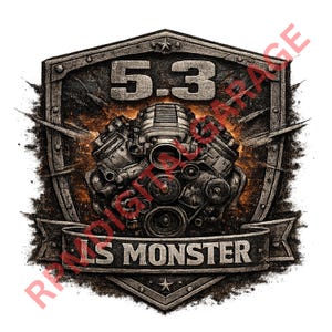 5.3 LS Monster Engine PNG, GM Performance Swap-grafik (digital nedladdning)