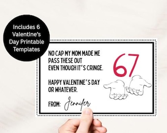 Six Seven Valentine's Day Card, 6 7 Classroom Gift Tag, Printable 67 Valentine (Digital Download)
