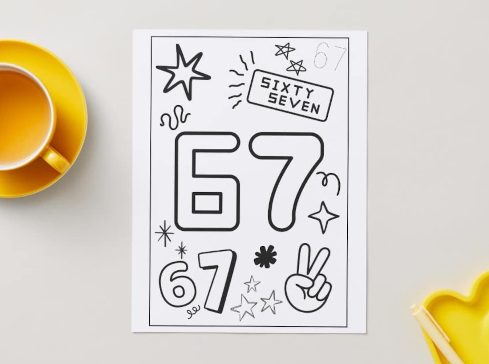 67 Coloring Page | Printable, 67 Themed, Funny Saying, Kids, Teens ...